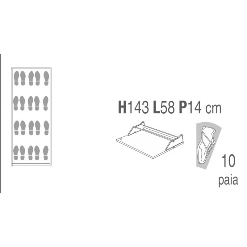 Scarpiera slim salvaspazio quattro ante Bianco Ossido 63x18x h154 cm