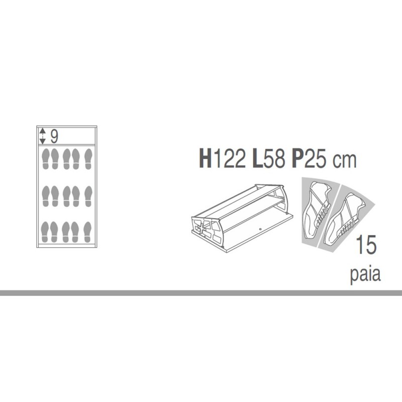 Scarpiera slim salvaspazio tre ante un cassetto Bianco Cenere 63x29x h127 cm