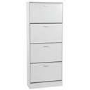 Scarpiere in legno truciolato - 4 ante, 63x24x155, bianco legno