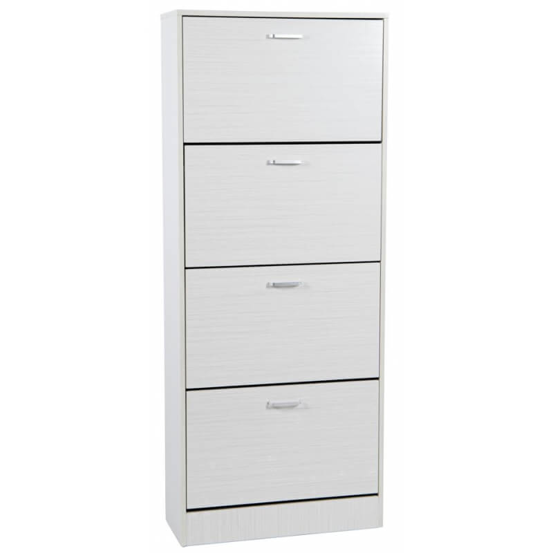 Scarpiere in legno truciolato - 4 ante, 63x24x155, bianco legno