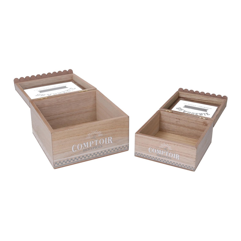 Scatola legno 1-2 bistrot naturale quadro cm18x18h11