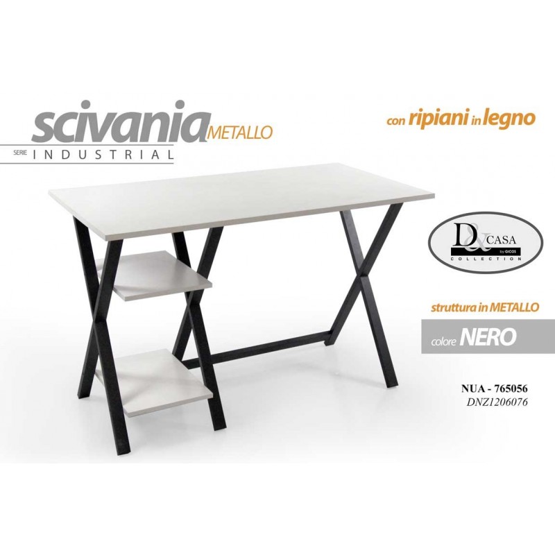 Scrivania industrial metallo bianca ufficio cameretta cm 120 x 60