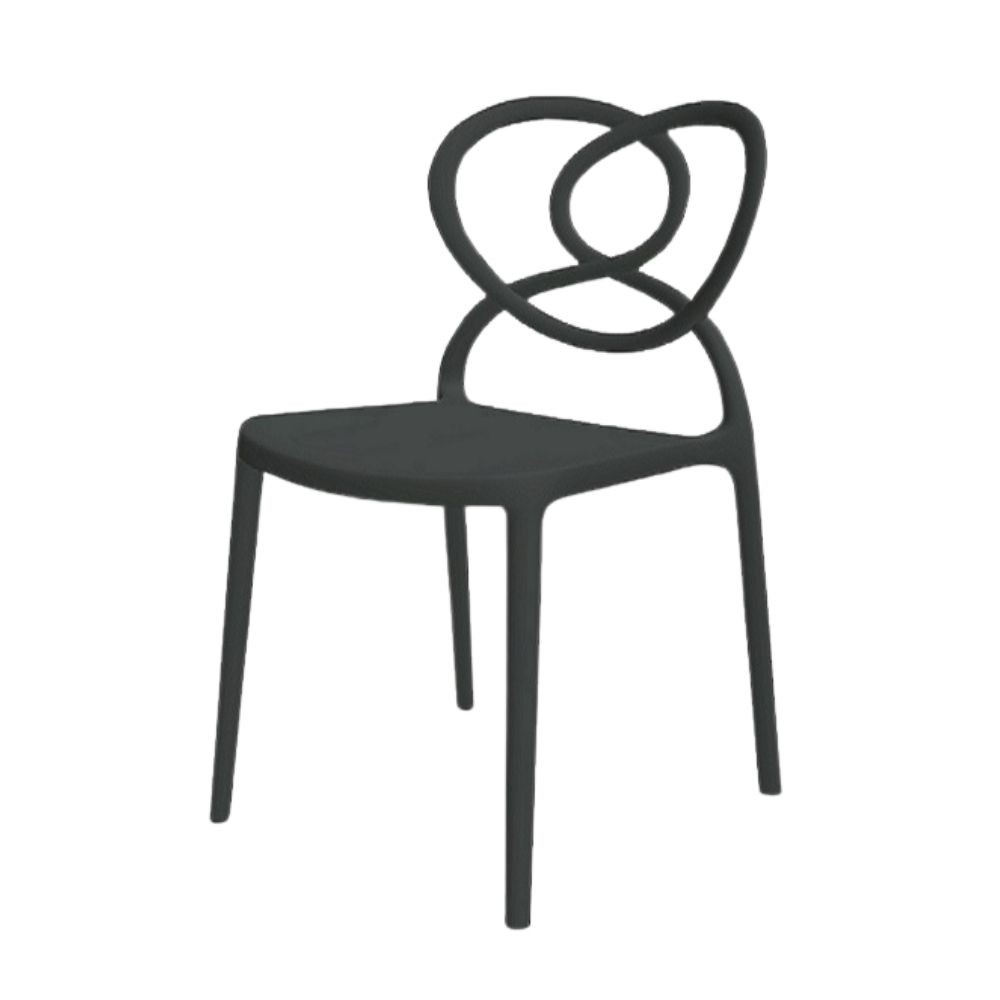 Sedia Lovely in Polipropilene Nera Resistente ai Raggi UV e all'Umidità L59 x P53 x H82