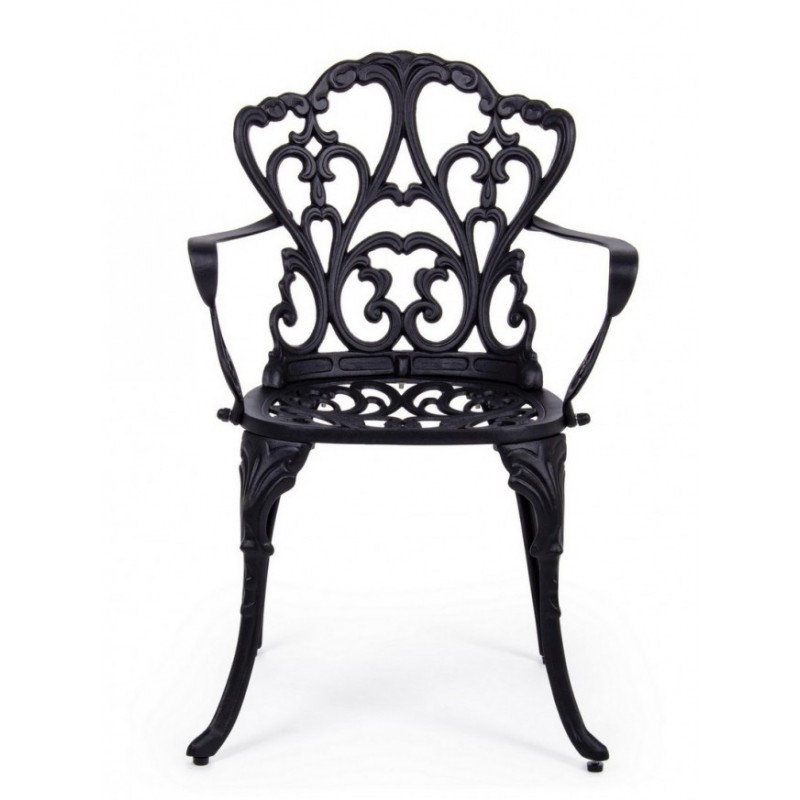 Sedia alluminio antracite esterno barocco cm 57.5x 58 x 87.5h iperbriko