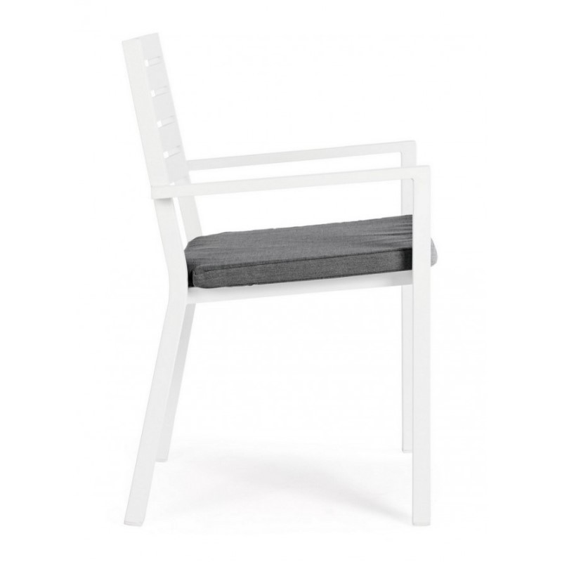 Sedia con braccioli Helina bianco in alluminio