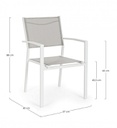 Sedia con braccioli Hilde Bianco Cloud in alluminio