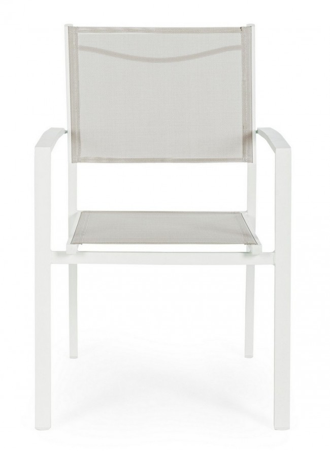Sedia con braccioli Hilde Bianco Cloud in alluminio