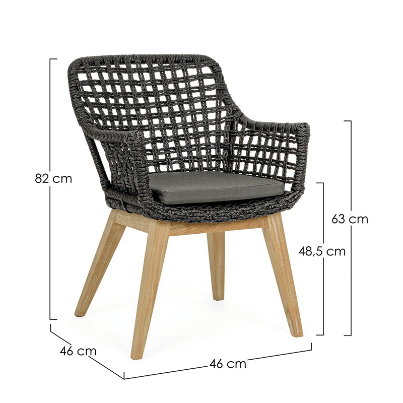 Sedia con braccioli Madison Nera
