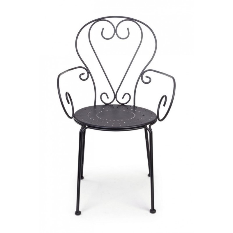 Sedia da giardino con braccioli in acciaio Antracite ETIENNE 49x49x h89 cm