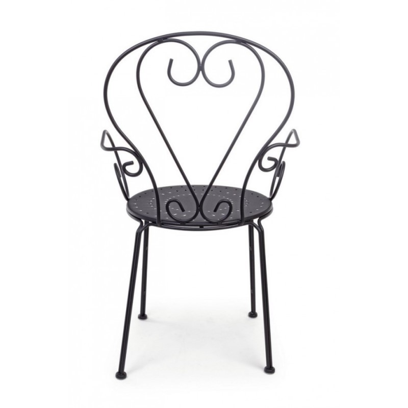 Sedia da giardino con braccioli in acciaio Antracite ETIENNE 49x49x h89 cm