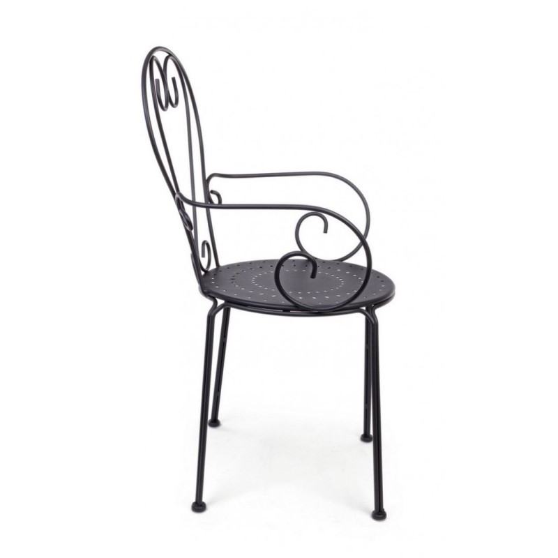 Sedia da giardino con braccioli in acciaio Antracite ETIENNE 49x49x h89 cm
