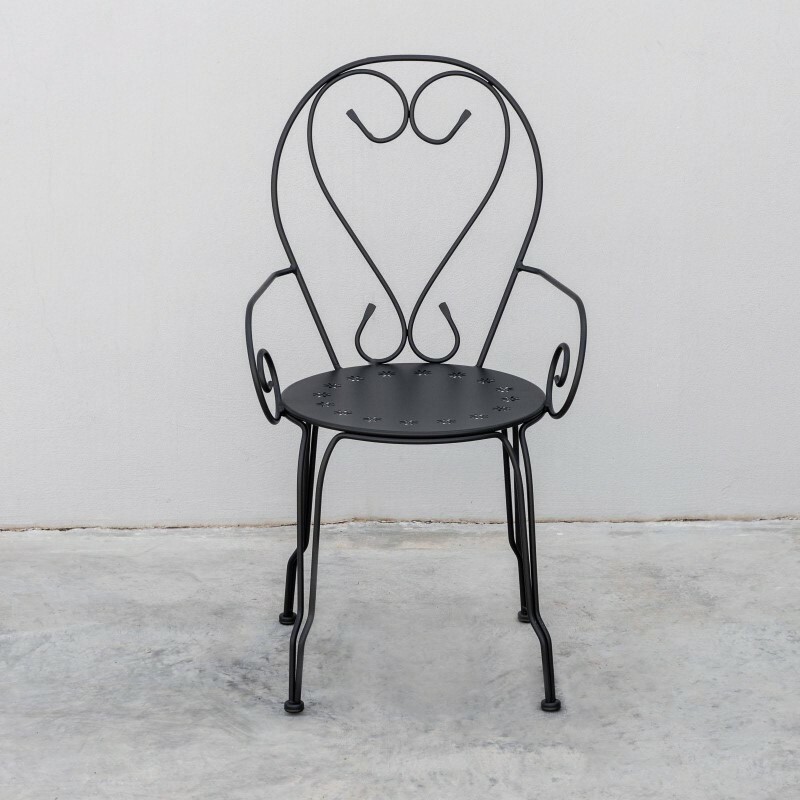 Sedia da giardino con braccioli in acciaio Grigio Scuro PARIS 49x50x h80 cm