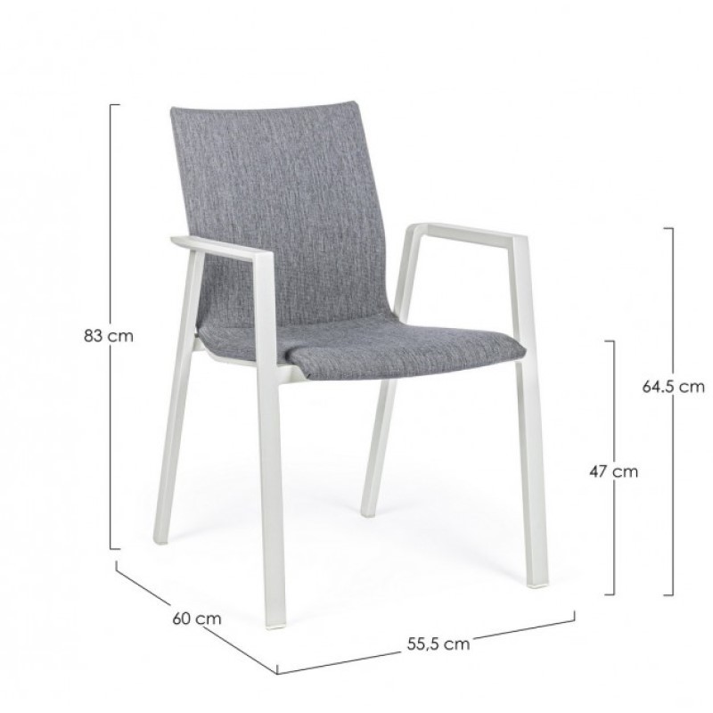 Sedia da giardino esterno bianco grigio impilabile