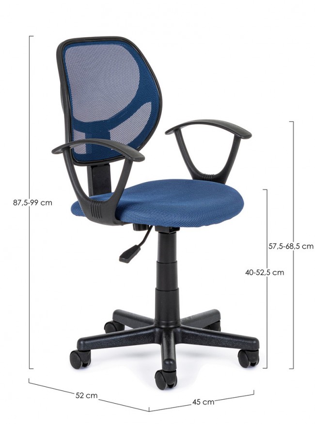 Sedia da ufficio blu con braccioli
