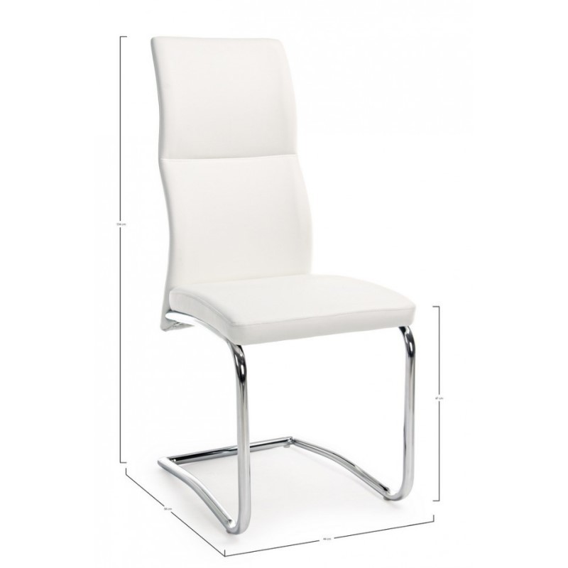 Sedia design in ecopelle Bianco THELMA 44x58x h104 cm