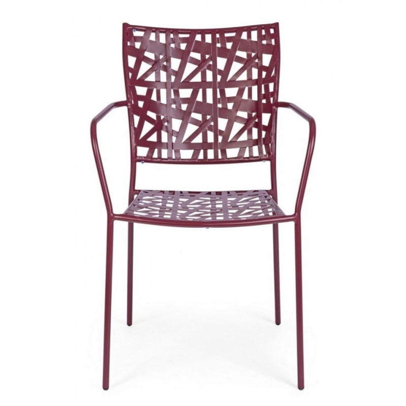 Sedia in acciaio con braccioli Kelsie Bordeaux iperbriko