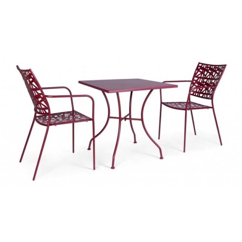 Sedia in acciaio con braccioli Kelsie Bordeaux iperbriko
