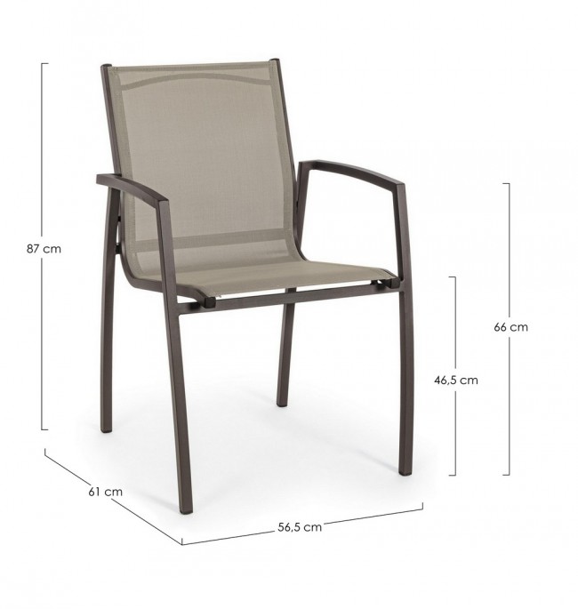Sedia in alluminio con braccioli Hilla Coffee