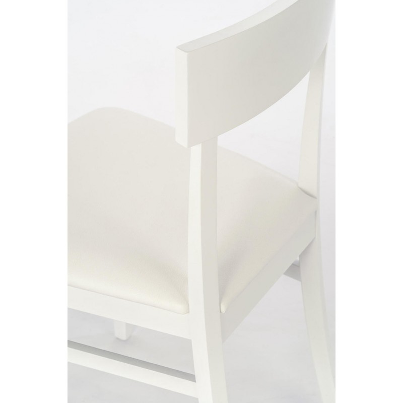 Sedia in legno laccato bianco con seduta in similpelle 44x45xh. 82 cm