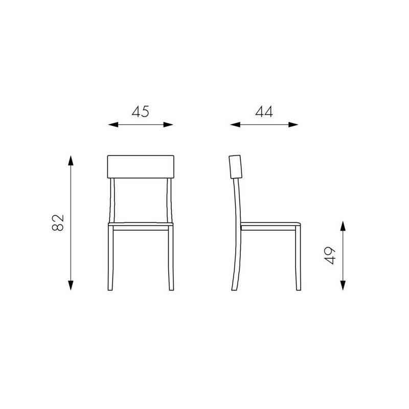 Sedia in legno laccato tortora con seduta in similpelle 44x45xh. 82 cm