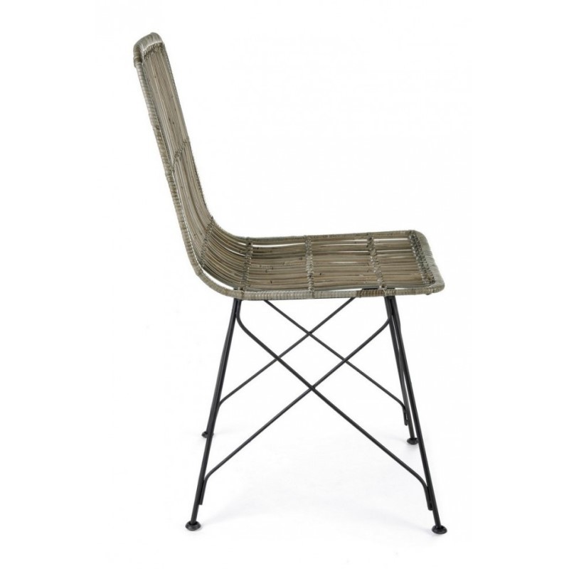 Sedia in stile contemporaneo in acciaio e kubu Grigio LUCILA 45x55x h85 cm