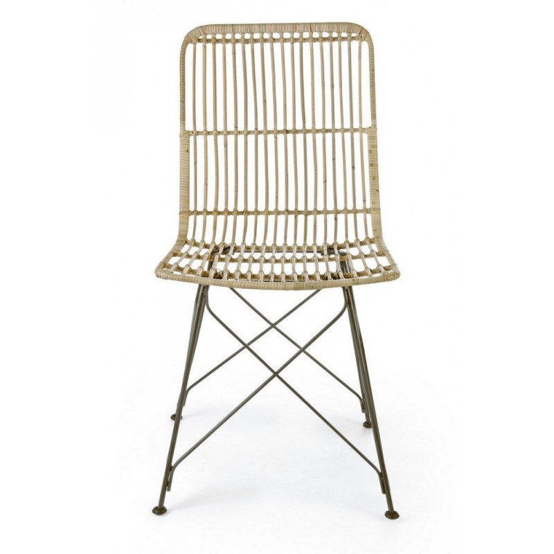 Sedia in stile contemporaneo in acciaio e kubu Naturale LUCILA 45x55x h85 cm