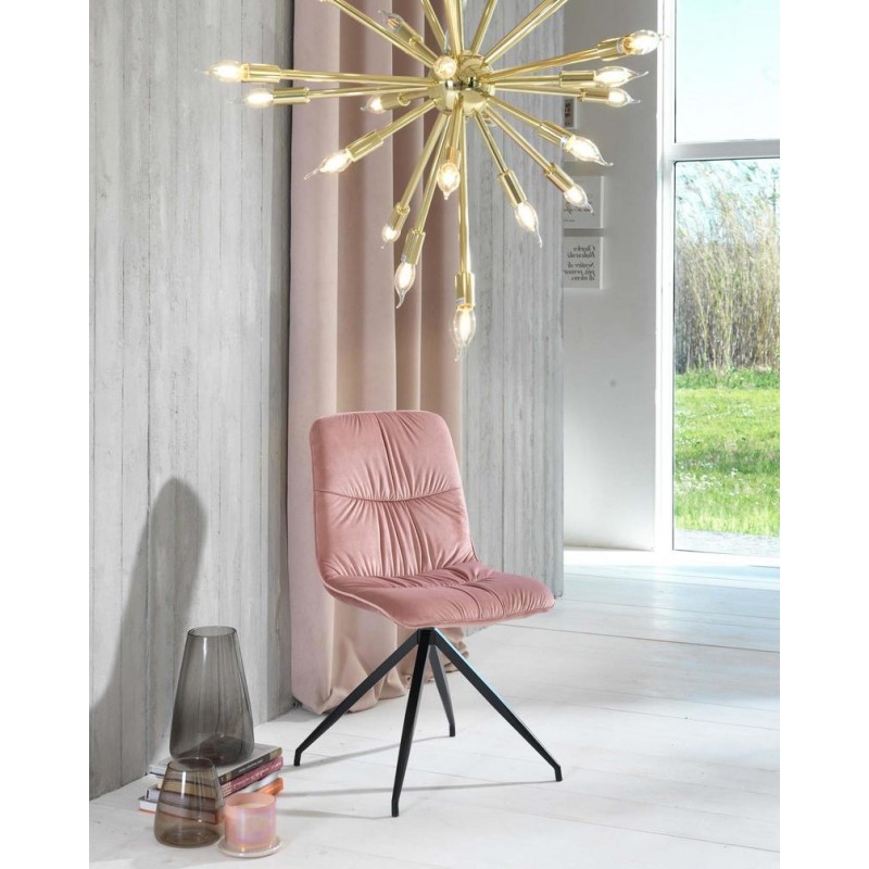 Sedia in tessuto microfibra effetto velluto rosa antico 43x38xh. 86.5 cm