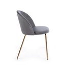 Sedia in velluto grigio con gambe oro