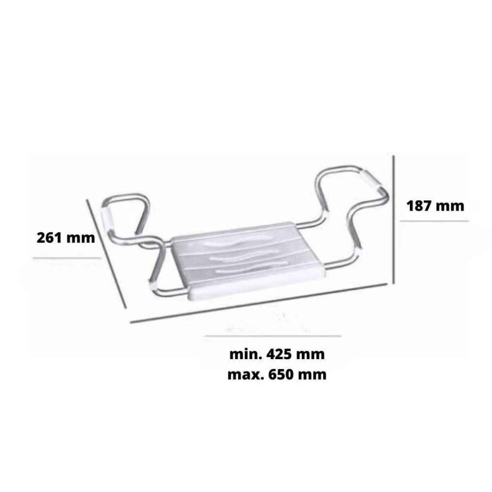 Sedile per vasca regolabile per disabili in alluminio bianco  19x26x65.5 cm
