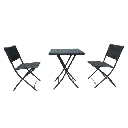 Set WRB015 Tavolo e sedie pieghevoli rattan nero EFFEZ