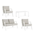 Set da esterno 4 pz Salotto con cuscini Harley bianco iperbriko