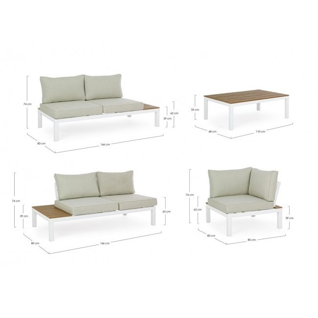 Set da esterno salotto angolare con cuscini bianco Elias (copia)