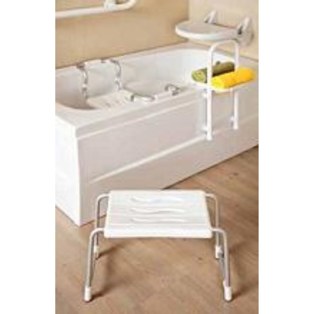 Sgabello per vasca da bagno per disabili bianco antiscivolo
