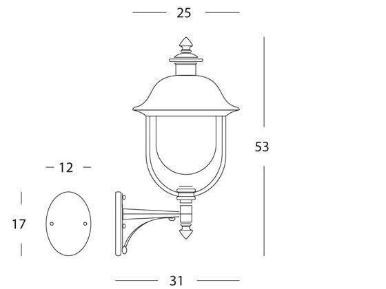 Applique In Alto E27  linea rustica  grigiorame