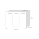 Sottolavello per cucina 3 ante Bianco reversibile Cm 120x50xH 85