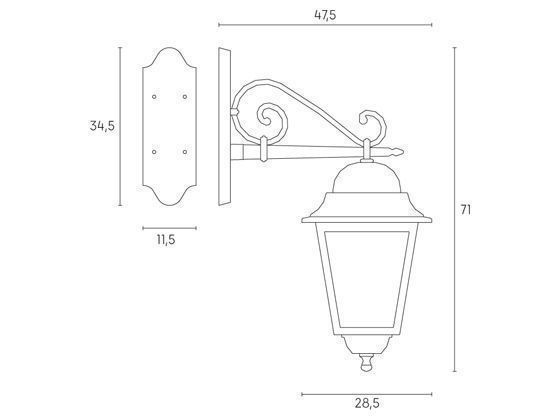 Applique In Basso E27  linea mito  nero