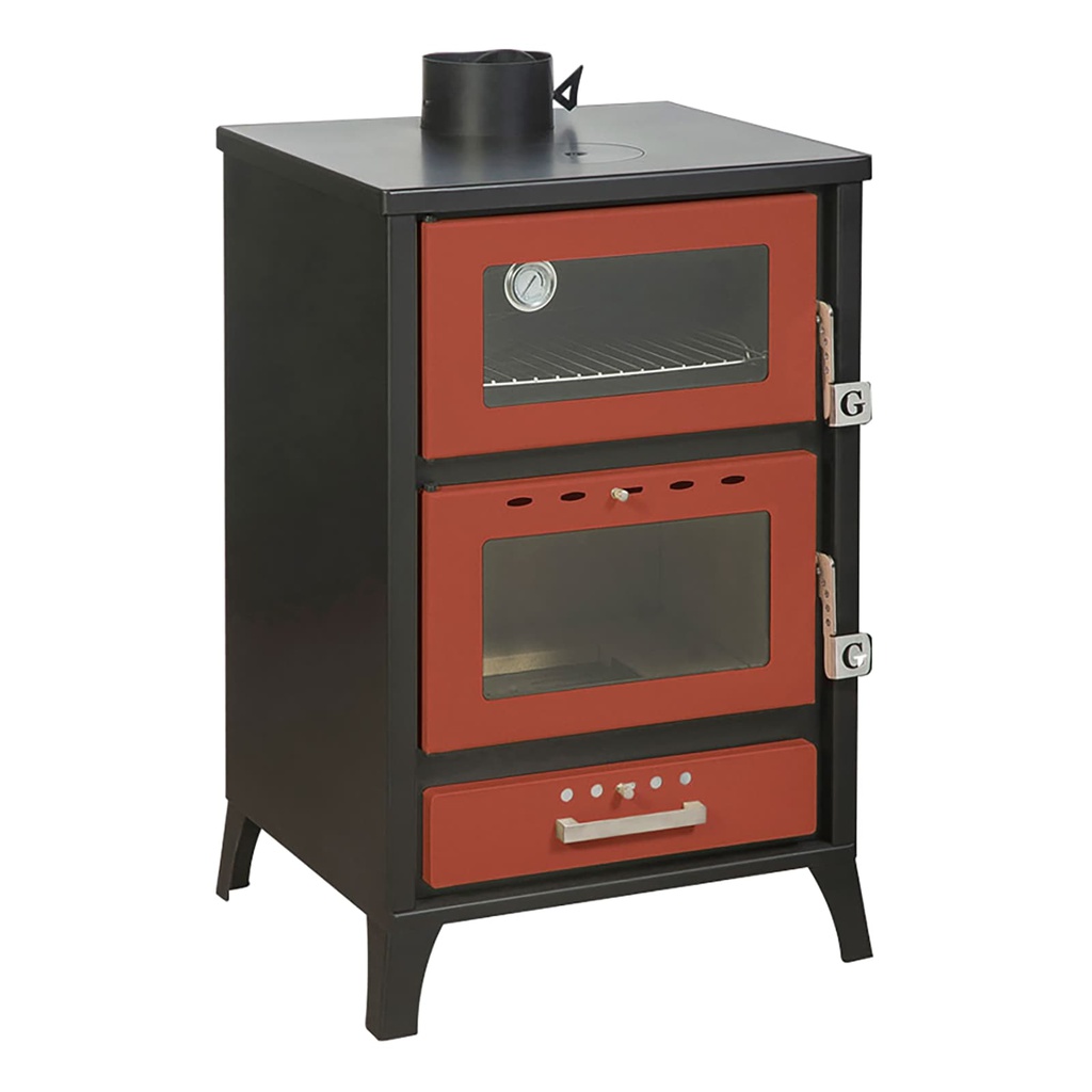 Stufa a Legna con Forno Marika Rossa 22 Kw L50,5xp58,5xh91,5