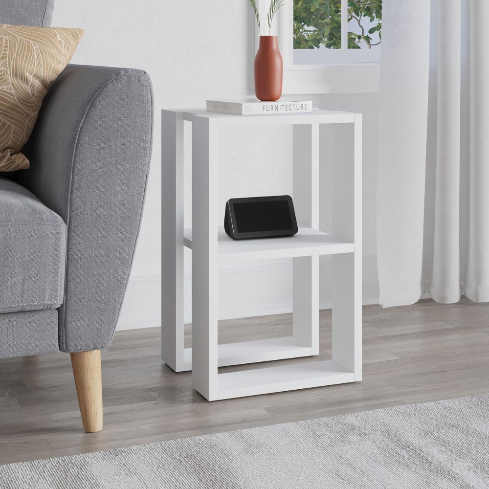 Tavolino comodino Lonie bianco 2 scomparti aperti H 55 x P 30 x L 34 cm