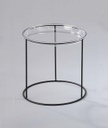 Tavolino con top in vetro temperato e base nera 40x40 cm