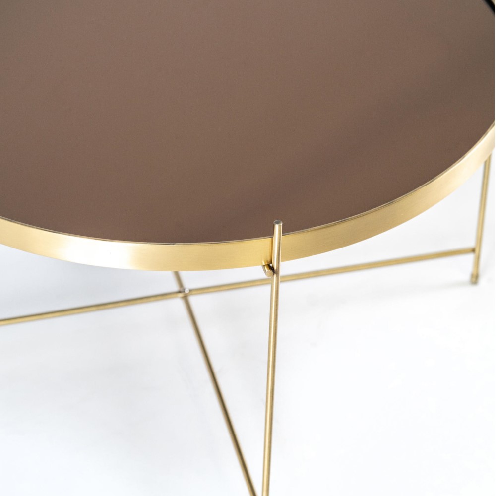 Tavolino in Vetro Temperato e Metallo - 70 x 70 x 40h