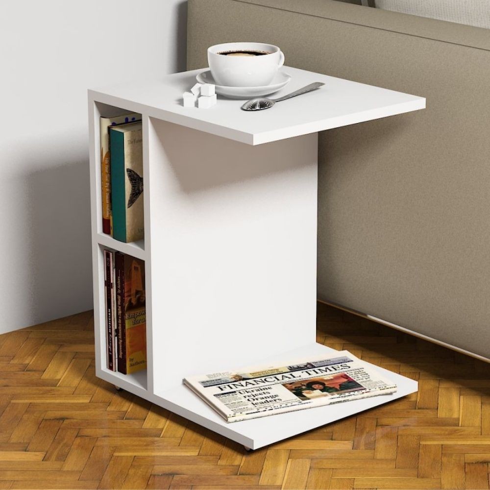 Tavolino da divano Newceylin porta computer vani a giorno  bianco