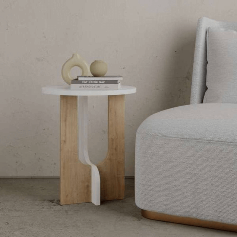 Tavolino da salotto Luna bianco e rovere 40x40x47h EFFEZ