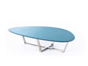 Tavolino in mdf verde petrolio e base grigio cromato 140x80x32h cm 