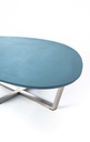 Tavolino in mdf verde petrolio e base grigio cromato 140x80x32h cm 