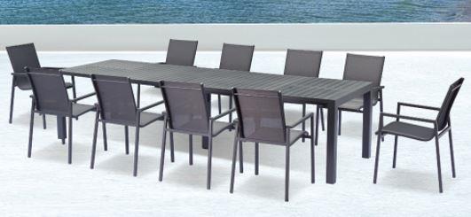 Tavolo alluminio allungabile CLEVELAN  da giardino tortora cm 100 x 200-260-320 x h 75