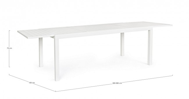 Tavolo allungabile Hilde 200/300x100 cm in alluminio Bianco