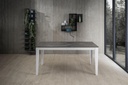 Tavolo allungabile cemento grigio-metallo bianco 80 cm x 130-290 cm H. 76 cm