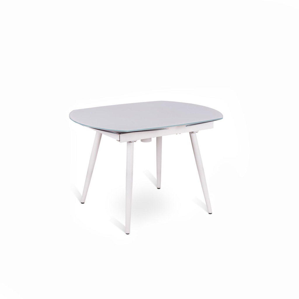 Tavolo allungabile con top in vetro temperato bianco 120/180x90h cm 