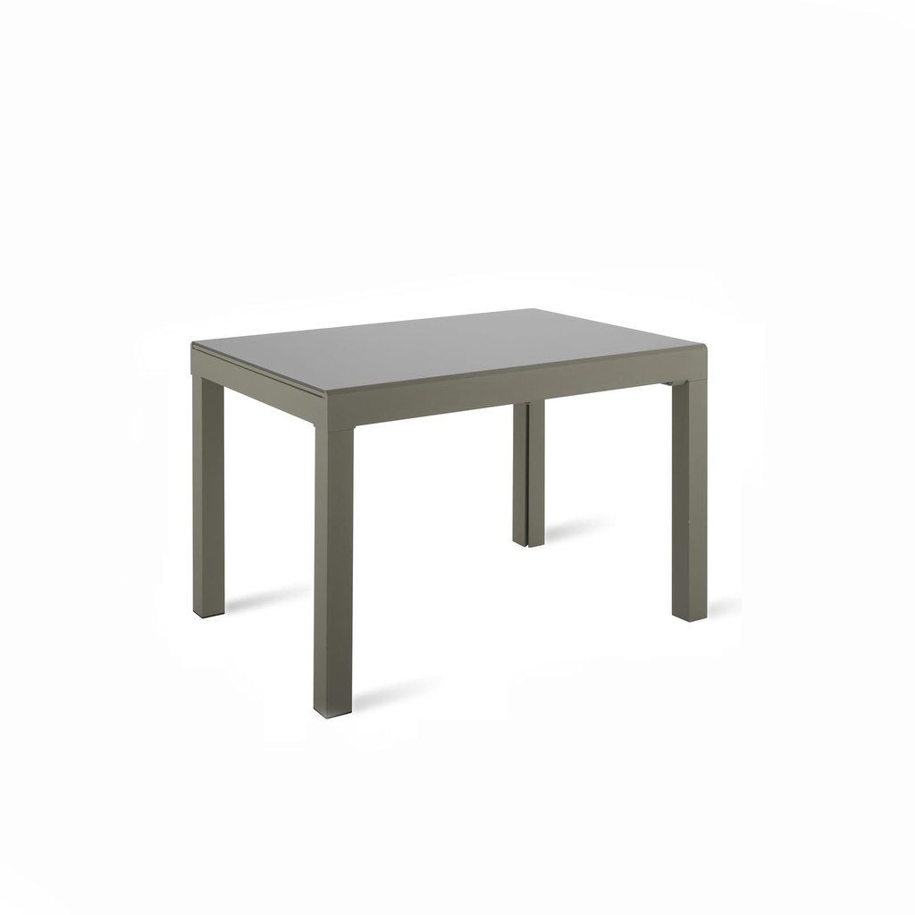 Tavolo allungabile con top in vetro temperato grigio 120/175/230/290/350x75h cm 