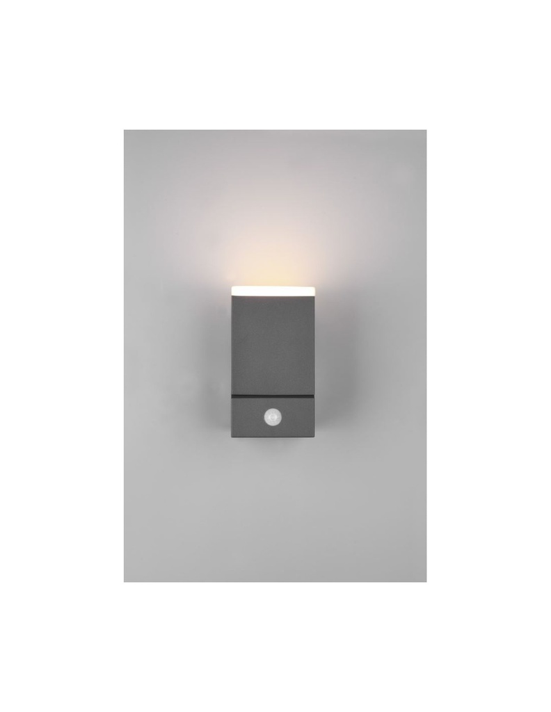 Applique Led Orientabile Avon Alluminio Antracite IP54 Sensore Movimento Trio Lighting